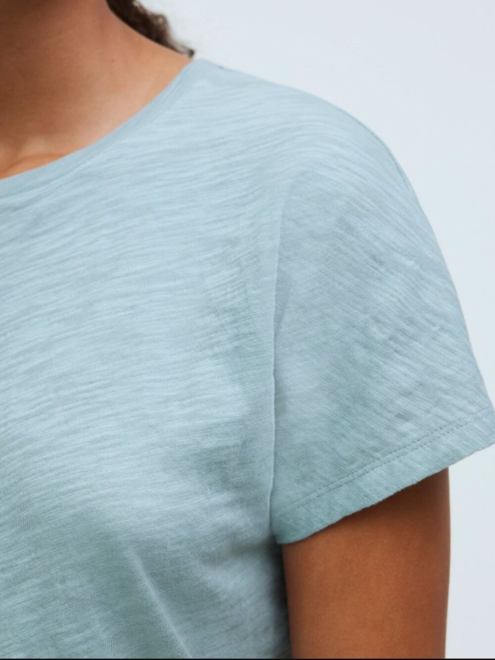 Madewell Dolman-Sleeve Boxy Crewneck Tee in Slub Pale Eucalyptus Size Medium - Picture 11 of 13